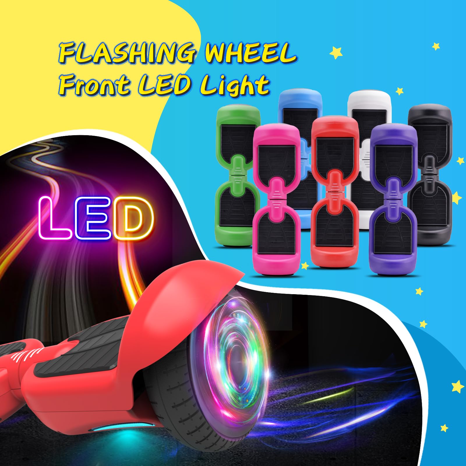 HOVERSTAR Bluetooth Hoverboard with LED Lights - Self Balancing Electric Scooter for Kids, Teens & Adults - Indoor & Outdoor Use - Perfect for Commuting, Fun Rides & Gifts (Matt White)