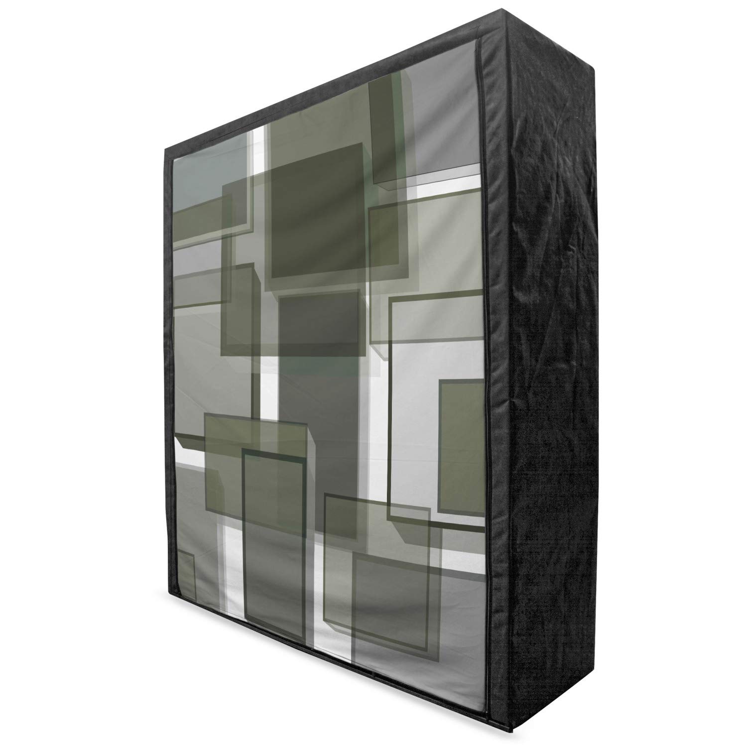 Ambesonne Taupe Portable Fabric Wardrobe - 3D Geometric Cubes Modern Abstract Print, 59
