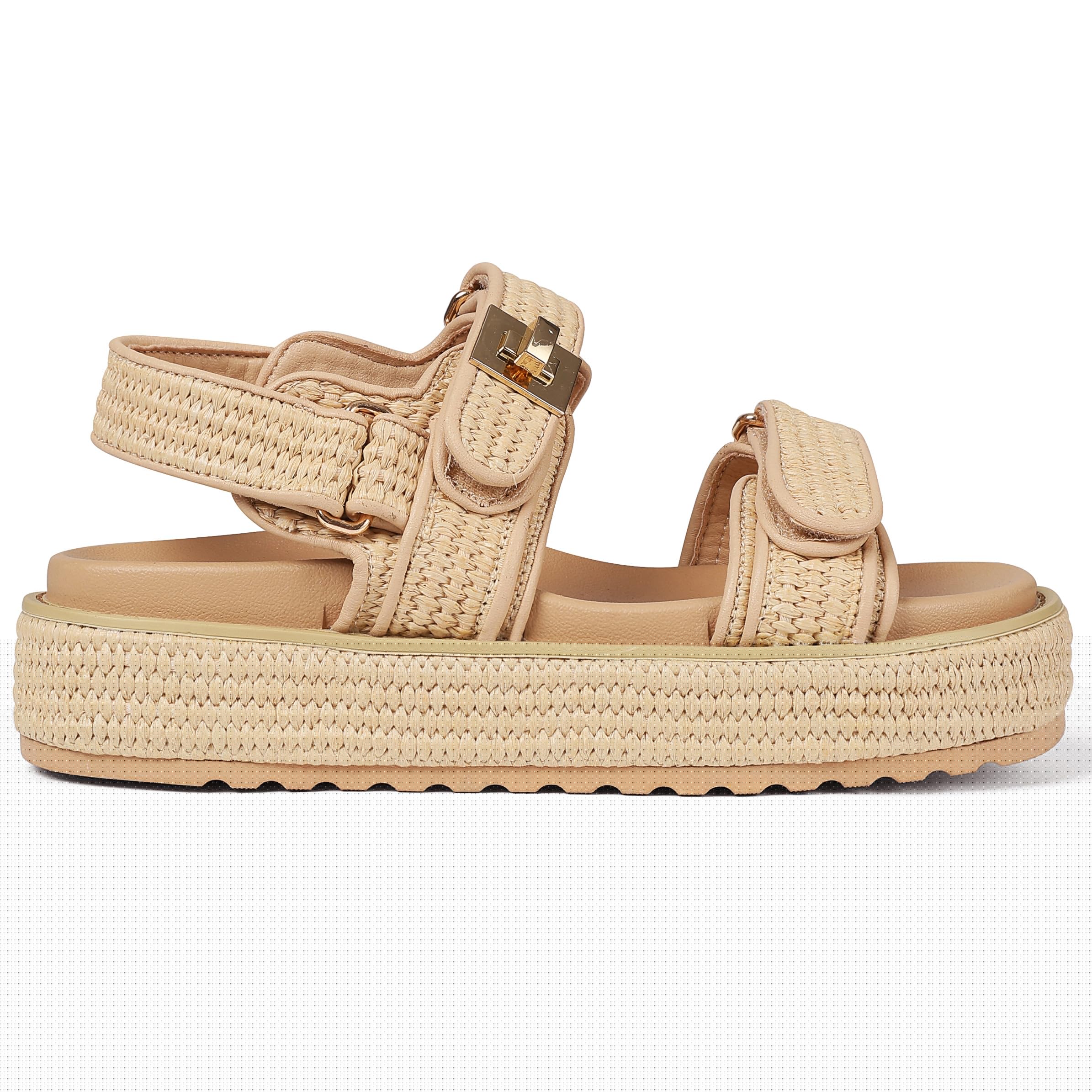 Women's Raffia Platform Sandals - Summer Beach Walking Shoes with Adjustable Buckle Strap | Comfortable & Cute Vacation Sandals for Women | Perfect for Beach Outings, Poolside Lounging, and Summer Travel