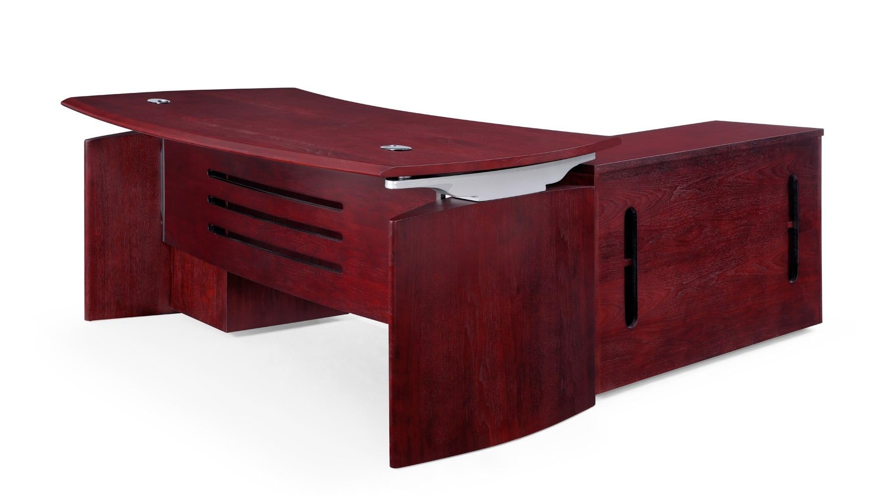 ZURI Modern 79 Inch Mahogany Harrison Desk with Mobile Pedestal and Return - Stylish Home Office Furniture for Professionals & Remote Workers