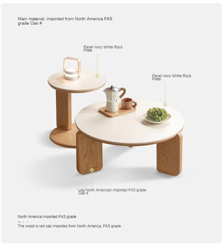Solid Wood Coffee Table - Oak, Ash, Poplar with Slate Top | Rustic Modern Living Room Furniture for Home Decor & Entertainment Areas