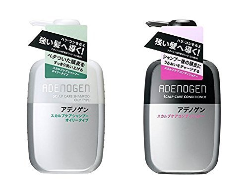 Shiseido Adenogen Scalp Care Shampoo for Oily Hair & Conditioner Set - 400ml Each (2-Piece) | Scalp Treatment for Greasy Hair & Dandruff Control | Daily Hair Care Routine for Men & Women
