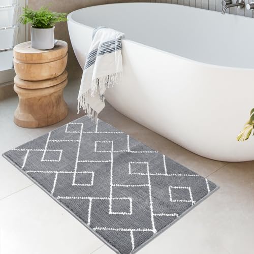 GARVEE 2x3 Feet Dark Grey Modern Geometric Shag Rug - Ultra Soft Non-Slip Entryway & Bedroom Carpet - Moroccan Style Floor Mat for Living Room, Dorm, Office - No Shedding Easy Clean 2'x3' Throw Rug