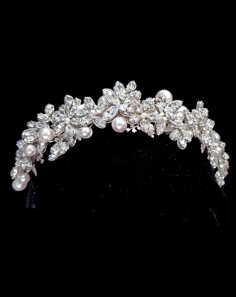 Kezani Titania Crystal Floral Wedding Headband – Elegant Embellished Bridal Hair Accessory for Weddings, Prom & Special Events