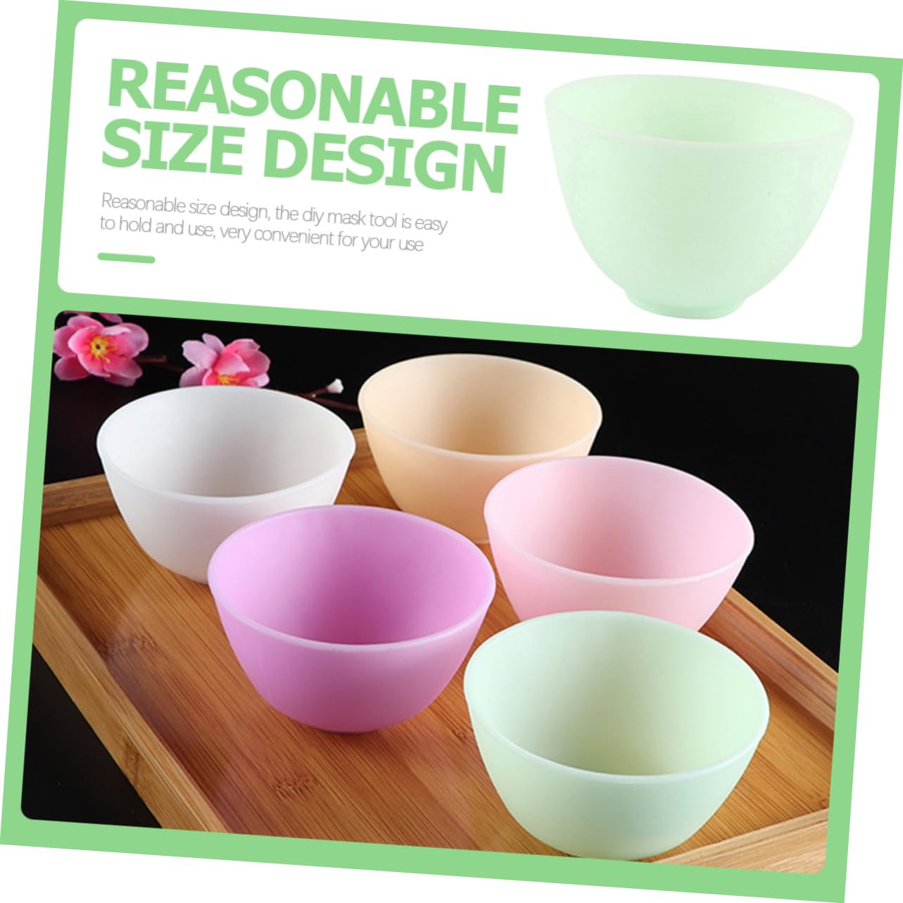 5-Piece Mask Mixing Tool Set - DIY Mask Holder Accessories for Salon, Face Mask Bowl, Cosmetics Mixing Bowl, Green Clay Mask Application - Perfect for Spa, Beauty Salon & At-Home Skincare Routines