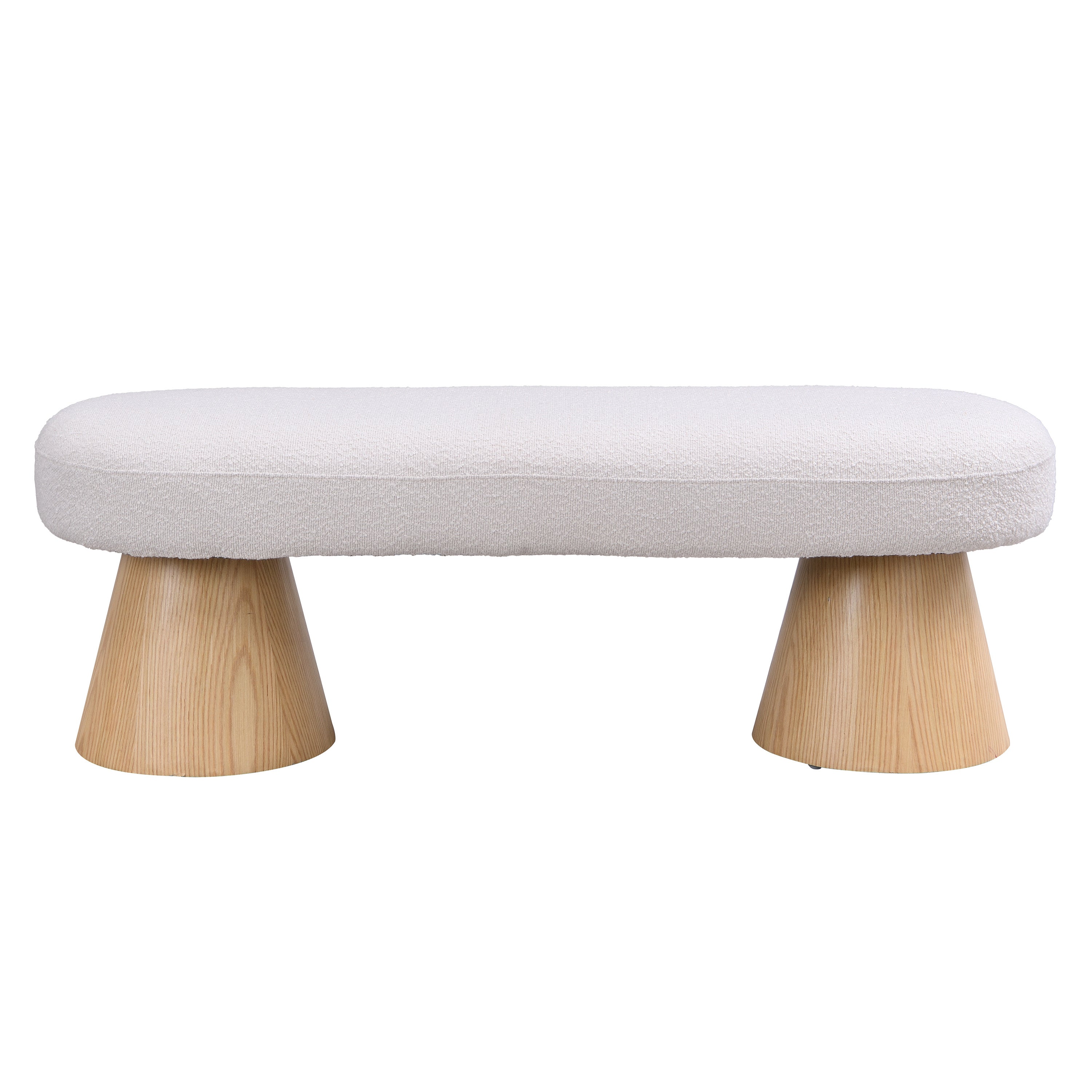 Upholstered Dining Bench with Wood Legs - 300 LBS Weight Capacity, Beige Fabric Ottoman for Bedroom, Living Room & Entryway | Perfect for Dining Room Seating, Bed End Bench or Hallway Decor
