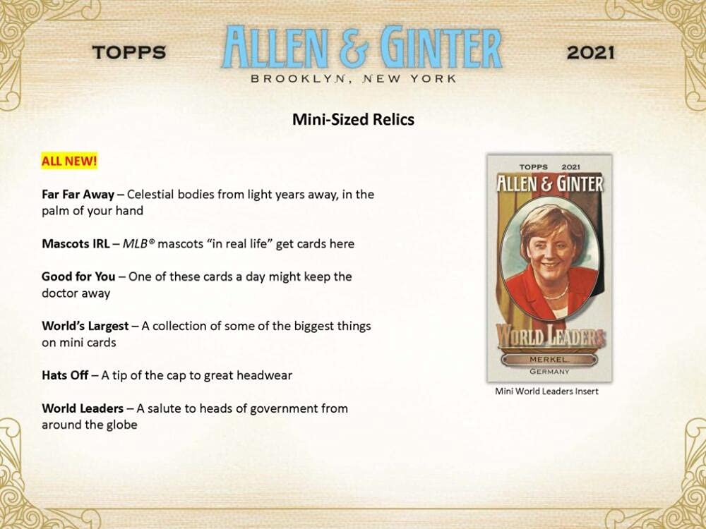 2021 Topps Allen & Ginter Baseball Hobby Box - 24 Packs (8 Cards Each) with 3 Guaranteed Hits - Collectible Trading Cards for Baseball Fans & Card Collectors - Perfect for Trading, Collecting, and Displaying