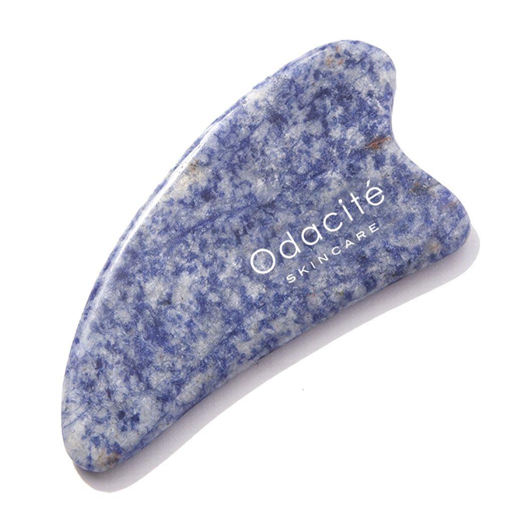 Blue Sodalite Crystal Contour Gua Sha Tool - Natural Stone Facial Massager for Glowing Skin | Relaxation & Lymphatic Drainage Therapy | Perfect for Home Spa & Self-Care Rituals