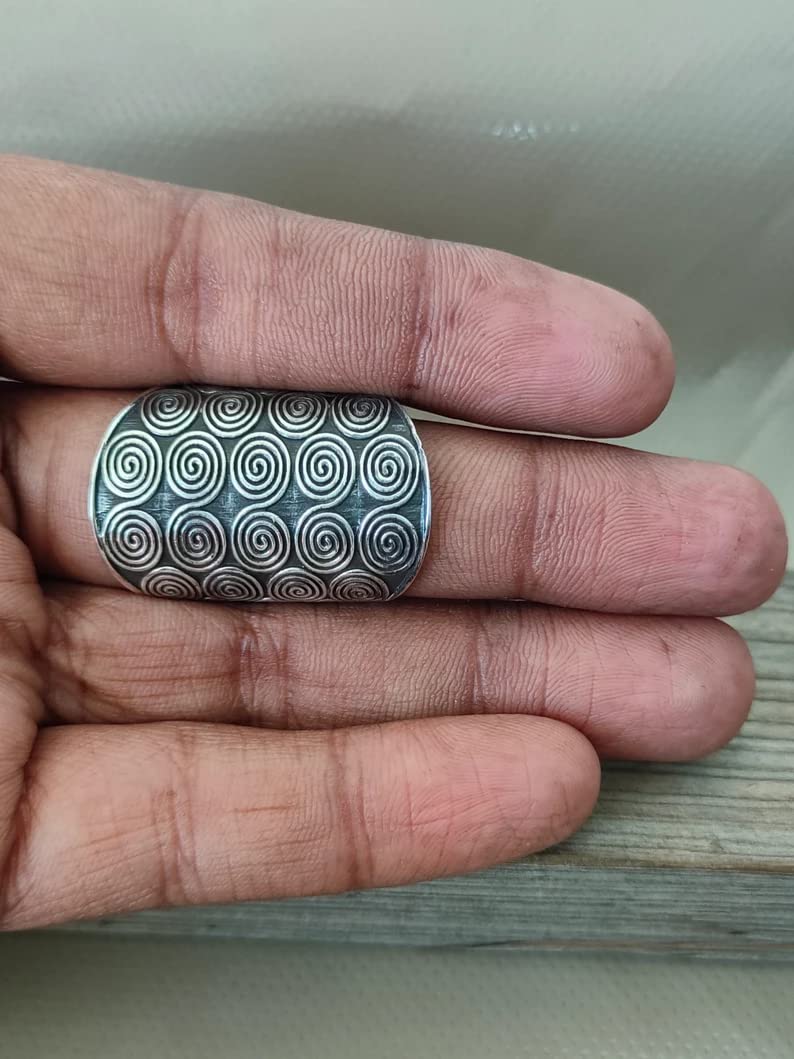 Handmade 925 Sterling Silver Band Ring - Unisex Statement Ring for Men & Women - Wide Boho Hippie Thumb Ring - Perfect Gift for Her - Durable Sterling Jewelry for Everyday Wear, Parties & Special Occasions
