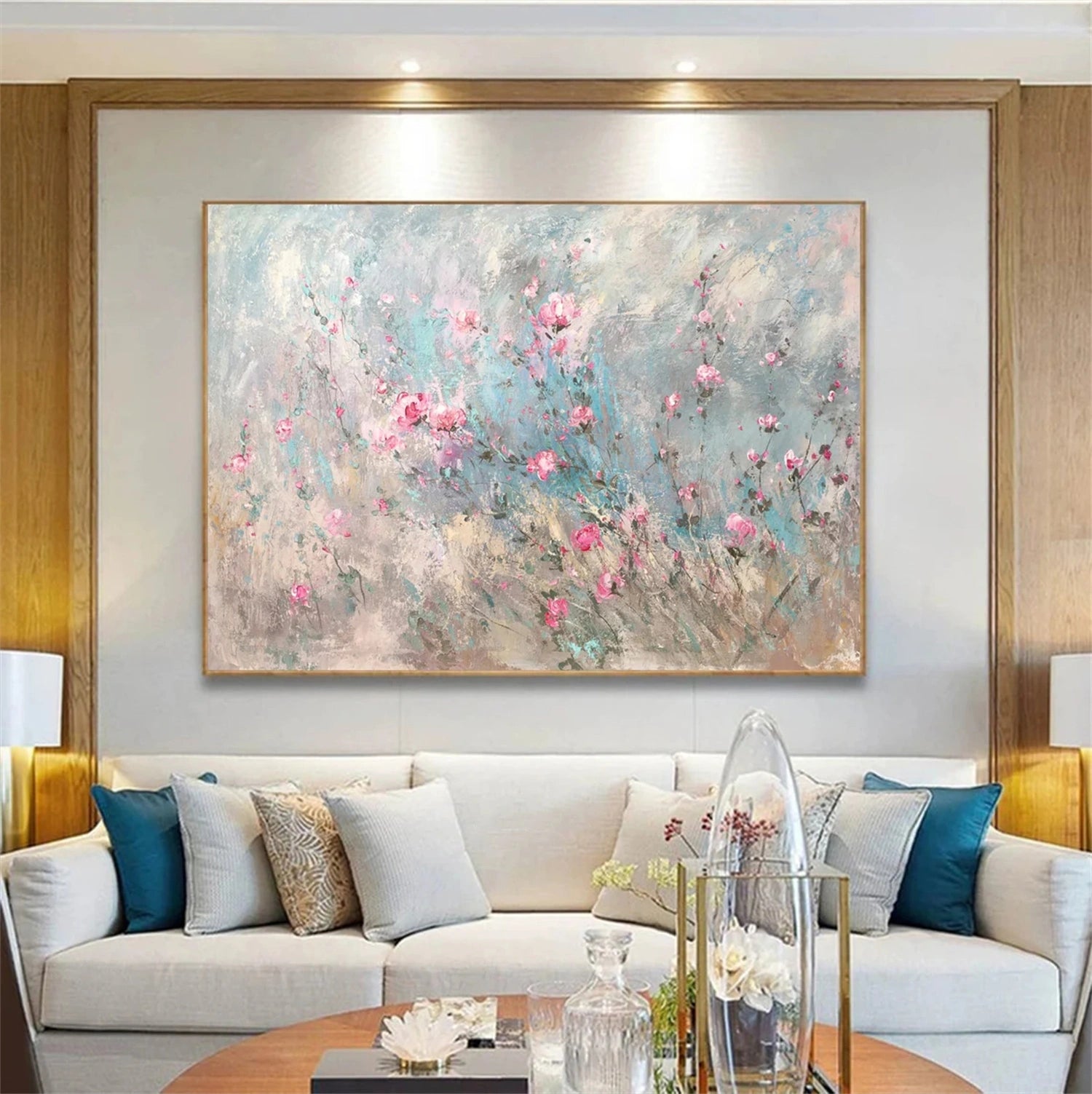 Beautiful Flower and Tree Painting #FT110 - Handmade Canvas Art for Home Decor, Office, Living Room & Bedroom Wall