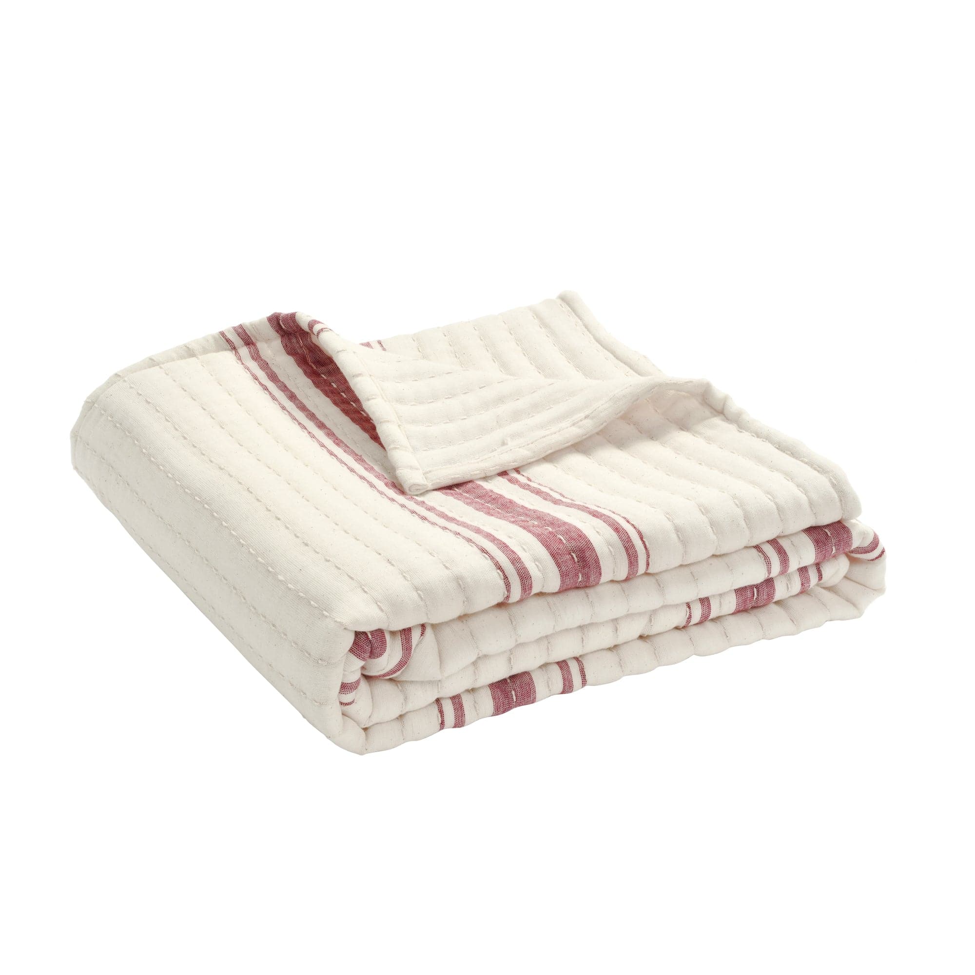 Farmhouse Stripe Kantha Pick Stitch Yarn Dyed Cotton Woven Throw Blanket - Cozy Handmade Bedspread for Sofa, Couch & Home Decor - Perfect for Living Room, Bedroom & Gift Giving