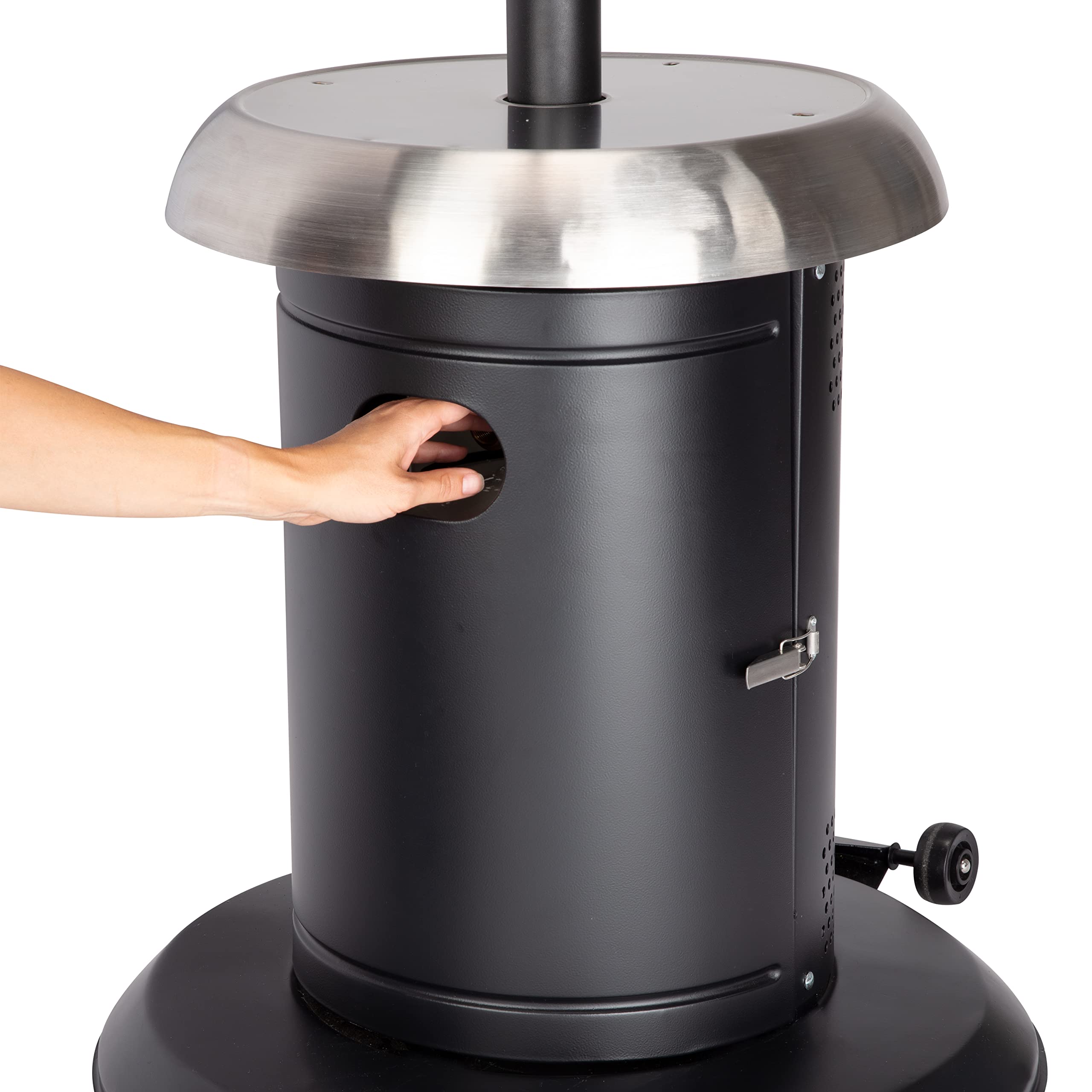 Cuisinart 38,200 BTU Stainless Steel Propane Patio Heater with Swivel Arm, Hidden Tank & Drink Table - Outdoor Heating for Backyard, Deck, Restaurant & Poolside Gatherings
