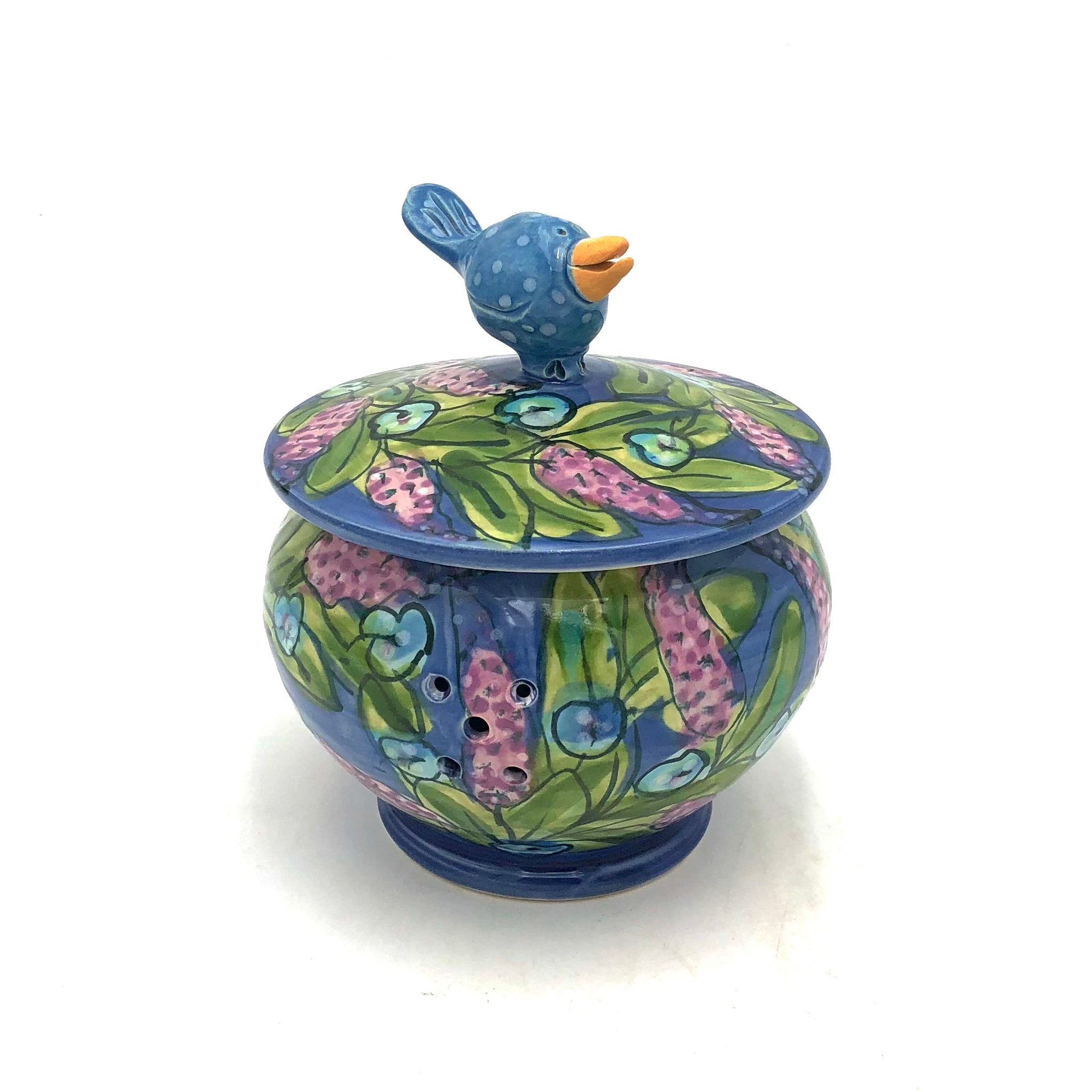 Susan & Peter Stark Ceramic Garlic Keeper - Airtight Blue Garlic Storage Container for Kitchen, Pantry - Perfect for Fresh Garlic, Onions & Vegetables Storage
