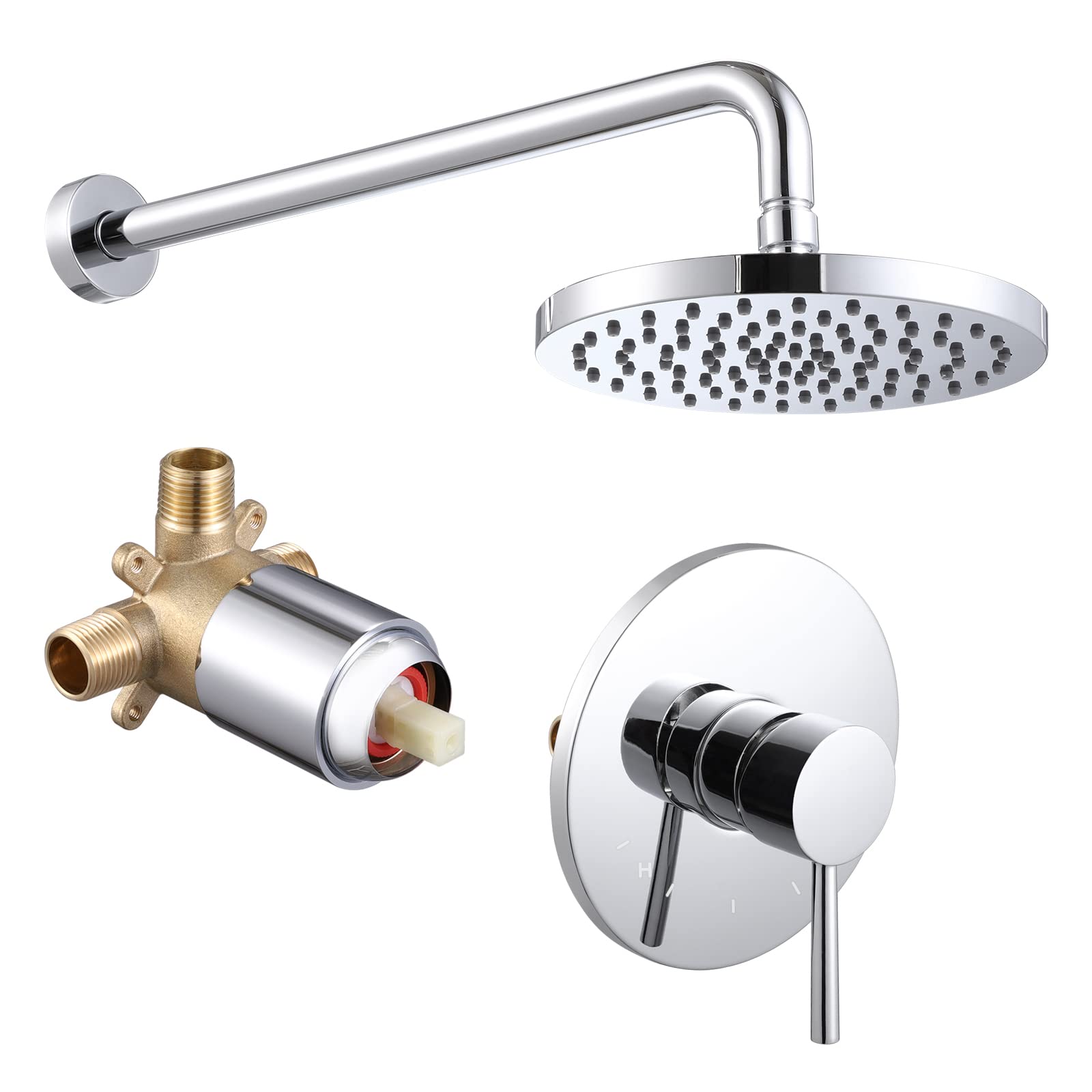 **KES XB6202F18-CH Polished Finish Pressure Balance Shower Valve and Trim Kit with Rain Shower Head - Wall Mount Complete Shower Faucet Set for Luxurious Bathroom Upgrade**    *(Ideal for modern bathrooms, spa-like showers, and home renovation projects)*