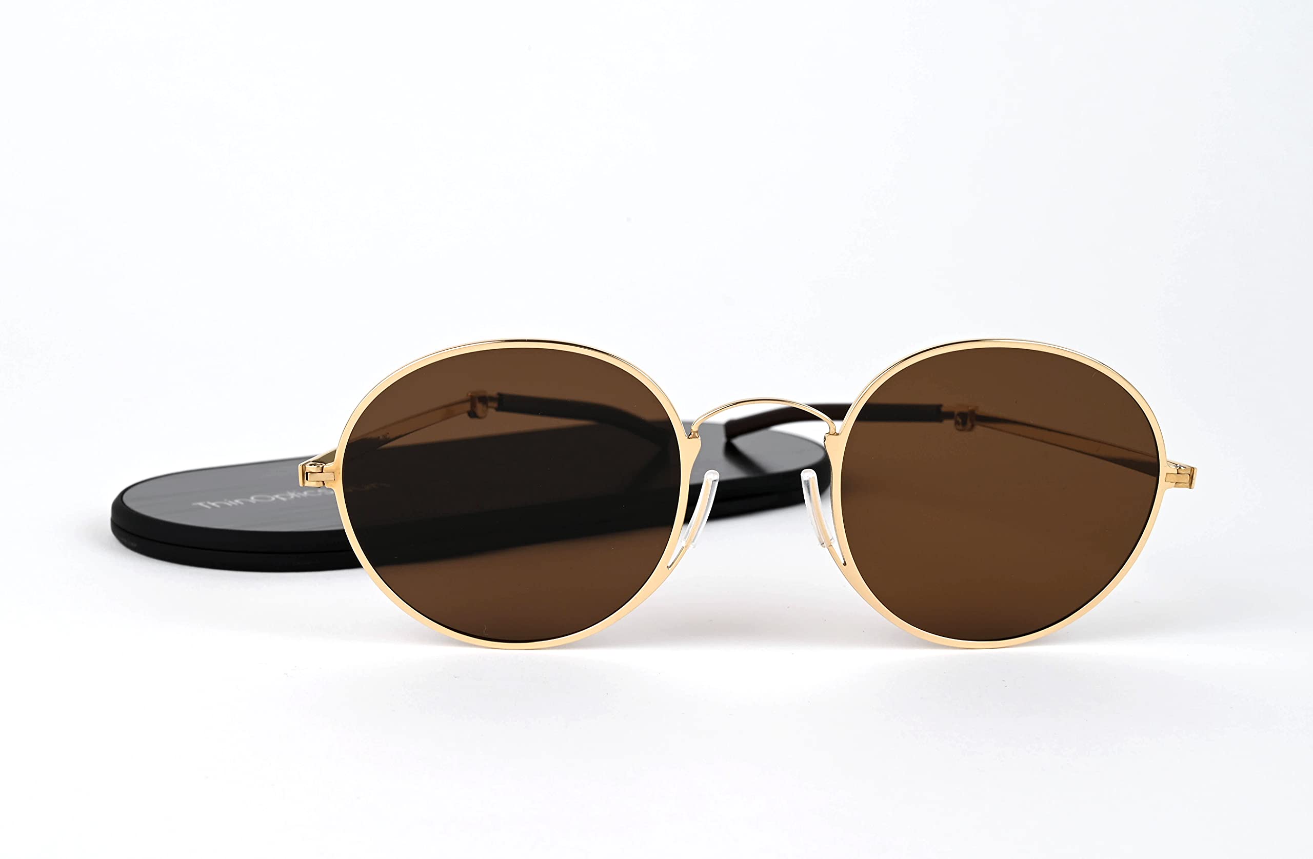 ThinOptics Milano Aluminum Case with Round Sunglasses - Stylish & Durable Eyewear for Outdoor Activities, Travel, and Everyday Use