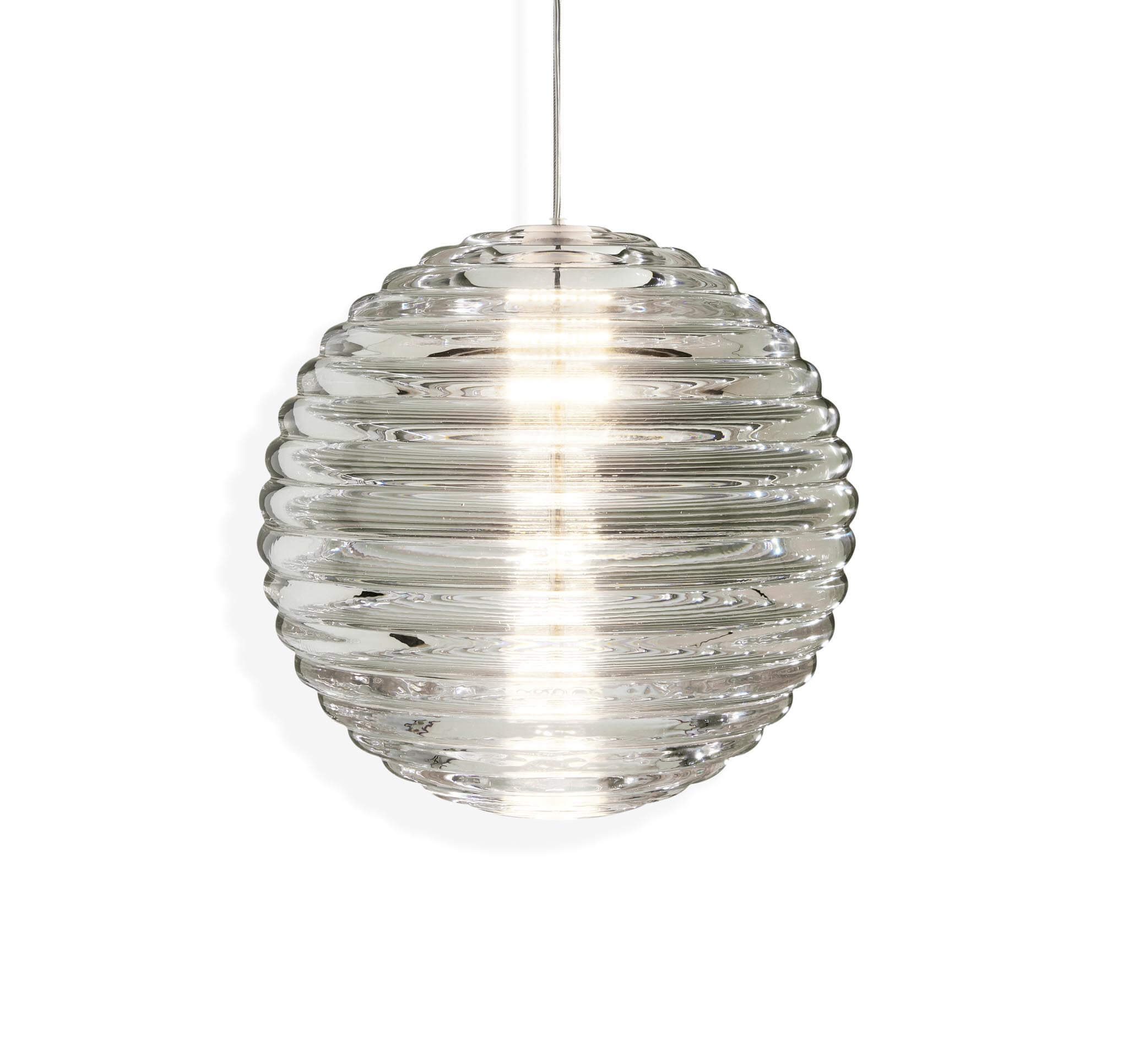 TOM DIXON Press Sphere Pendant Light - Clear Glass Modern Hanging Lamp for Dining Room, Living Room & Bedroom Lighting