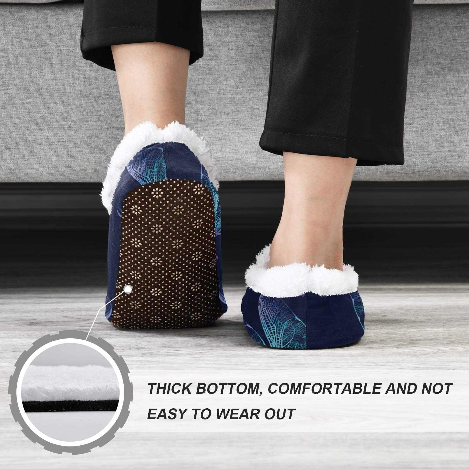 Dark Blue Dragonfly House Slippers for Women & Men - Ultra Soft Warm Indoor Bedroom Shoes for Home Comfort | Cozy Winter Lounging & Relaxation