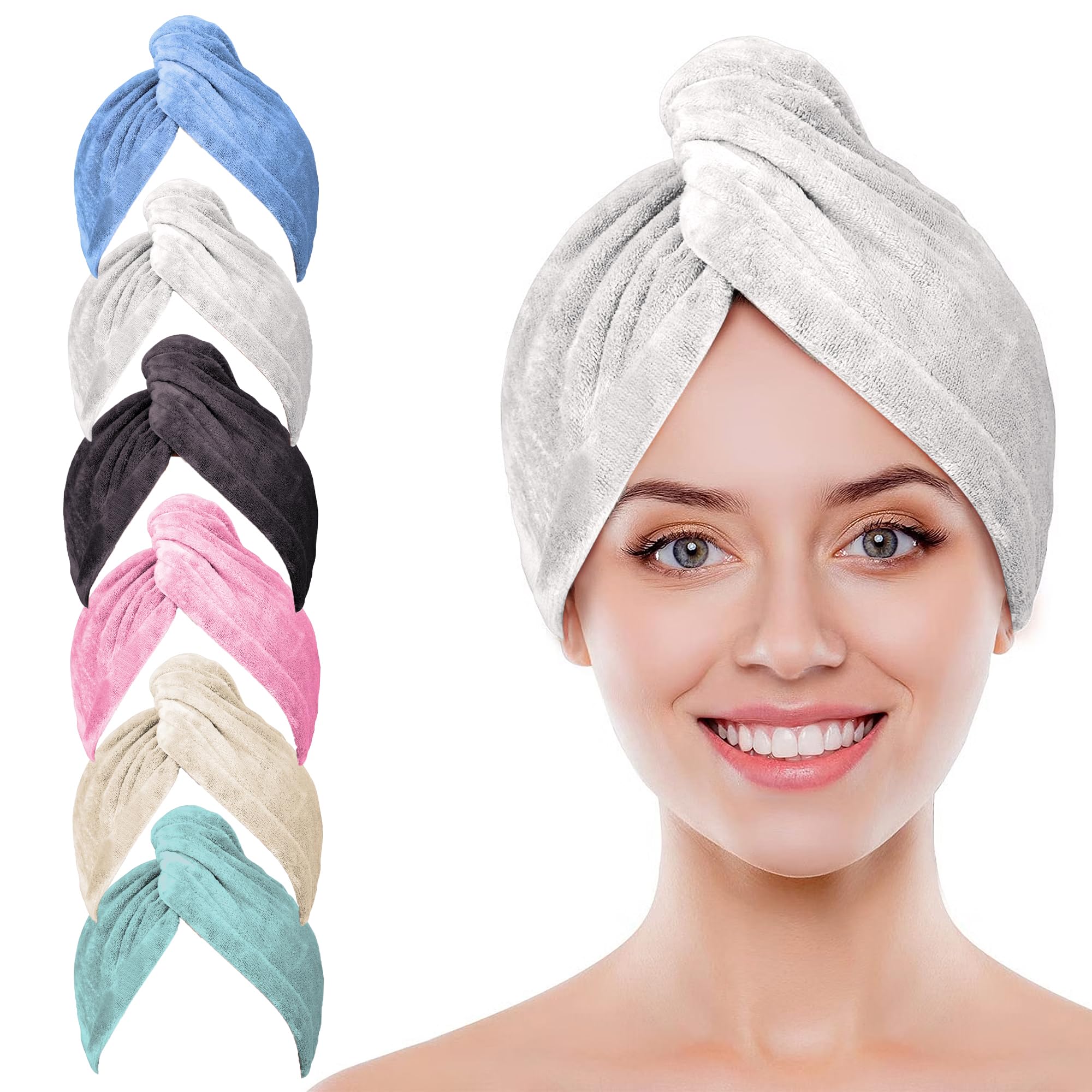 Fabrilore Premium Bamboo Hair Towel Wrap for Women - Soft & Absorbent Quick-Dry Hair Towel for Bath, Shower & Salon Use - White