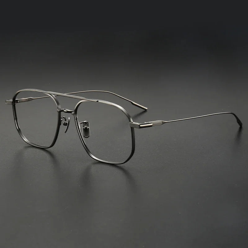 Aror Unisex Full Rim Square Double Bridge Titanium Eyeglasses 10076 - Lightweight Durable Frame for Work, Reading & Fashion - Blue Light Blocking Glasses for Computer & Office Use