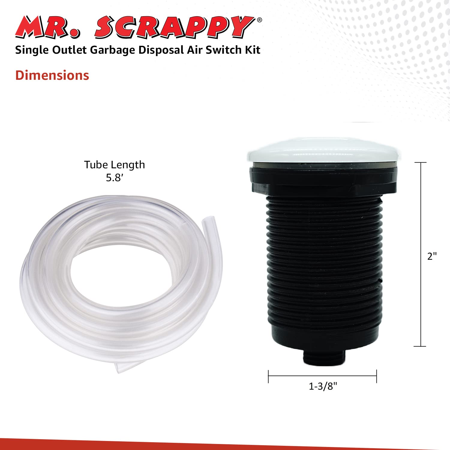 20-MSAS-65-WH Single Outlet Garbage Disposal Air Switch Kit - White, Includes Button, Tubing, 120V Power Module & Hardware - Easy On/Off Control for Kitchen Sink Waste Disposers - Perfect for Home, Restaurant & Commercial Use