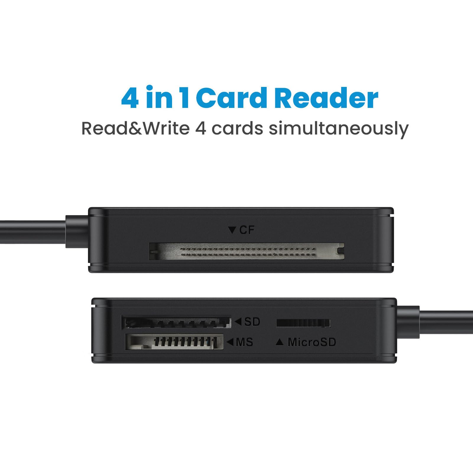 DAGIJIRD 4-in-1 SD Memory Card Reader Adapter - USB 3.0 Multi-Card Hub for Computer, Laptop, Mac - Read SD, Micro SD, CF, MS Cards - Perfect for Photographers, Videographers & Data Transfer