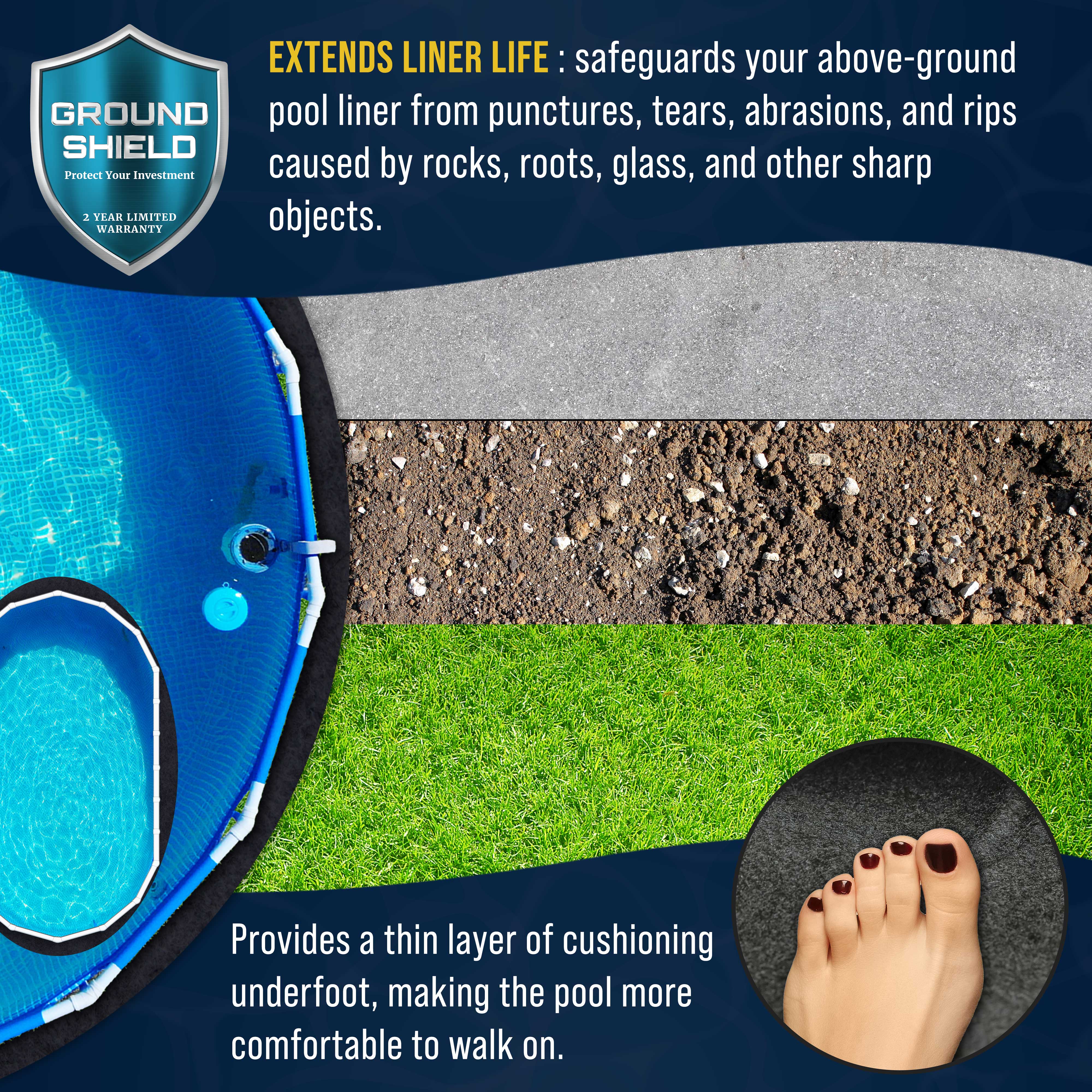 Heavy Duty 18ft x 34ft Oval Above Ground Pool Liner Pad - U.S. Pool Supply Ground Shield Protects Against Punctures & Extends Liner Life | Perfect for Backyard Swimming Pools, Summer Water Activities & Family Fun