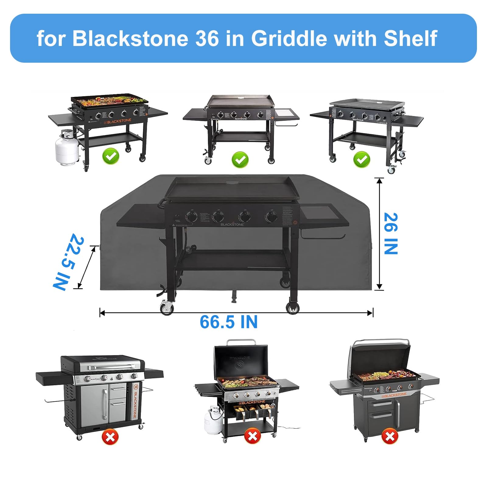 Heavy Duty 600D Waterproof Blackstone 36 Inch Griddle Cover - Windproof Weatherproof BBQ Gas Grill Accessory for Outdoor Cooking, Camping & Backyard Parties