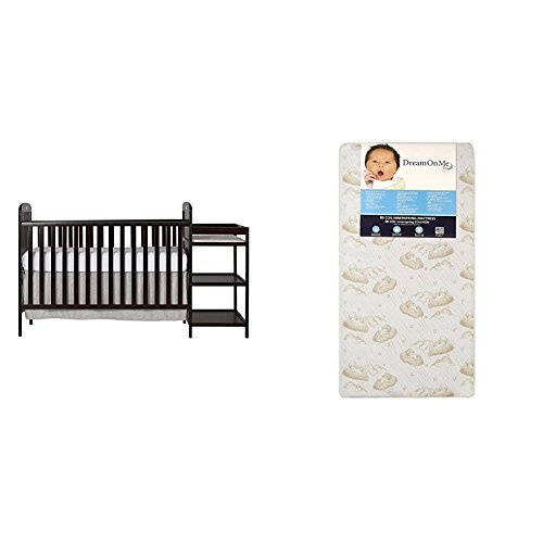 Dream On Me 4-in-1 Convertible Full Size Crib with Changing Table Combo - Includes Spring Crib Mattress & Toddler Bed Mattress in Twilight Color | Nursery Furniture for Baby Room, Daycare & Home Use