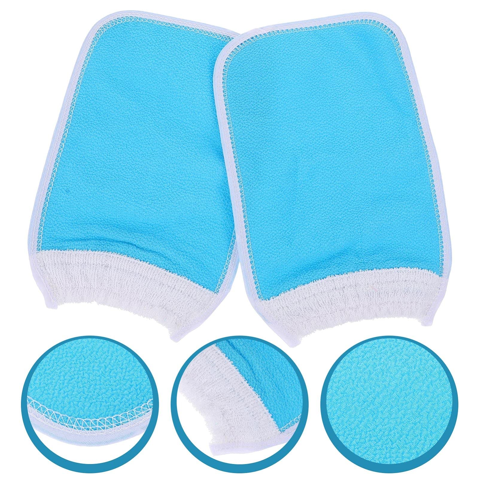 FOMIYES Exfoliating Bath Gloves 2 Pack - Body Scrub Mitt for Dead Skin Removal, Shower Washcloth for Adults & Kids - Soft & Reusable Bathing Mittens for Smooth Skin - Perfect for Spa, Shower & Exfoliation Routine