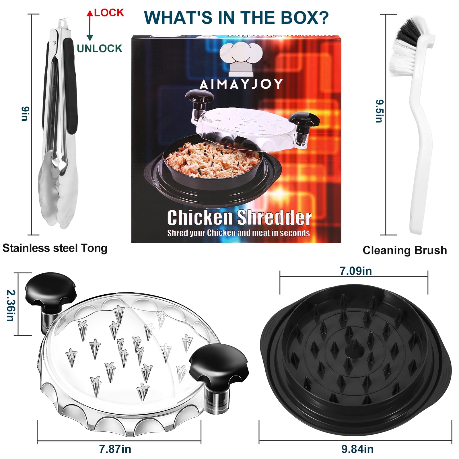 Premium Chicken Shredder Tool - Food-Grade Manual Meat Grinder with Ergonomic Anti-Slip Handle - Perfect for Shredding Chicken Breast, Poultry, Meat & Vegetables - Dishwasher Safe & BPA Free - Ideal for Meal Prep, BBQ, and Healthy Cooking