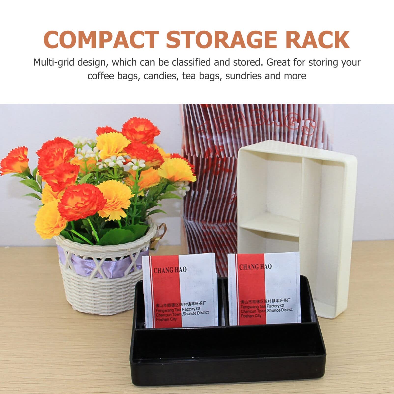 **Mind Reader Coffee Station Organizer - 10-Compartment Countertop Condiment Holder for Coffee, Sugar, Tea Pods (6.1×3.9×1.7in) - Perfect for Home, Office & Breakroom Coffee Bars**