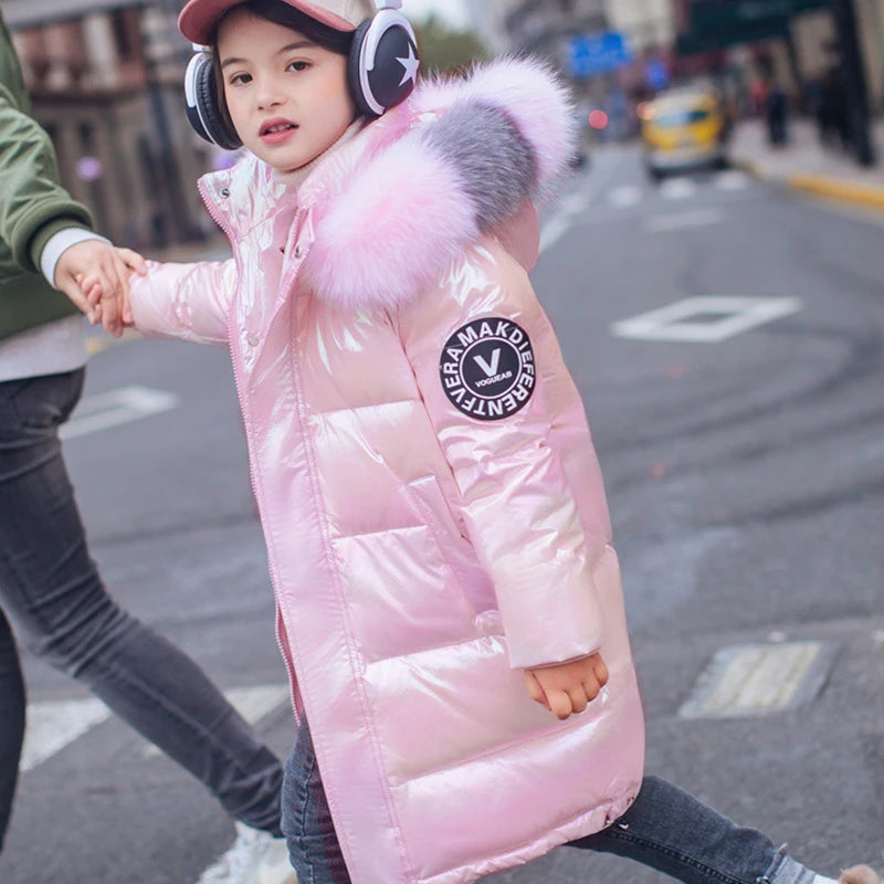2023 Winter Down Jacket for Girls - Waterproof Shiny Hooded Coat for Kids 5-14 Years | Warm Outerwear Parka Snowsuit for Cold Weather & Outdoor Activities