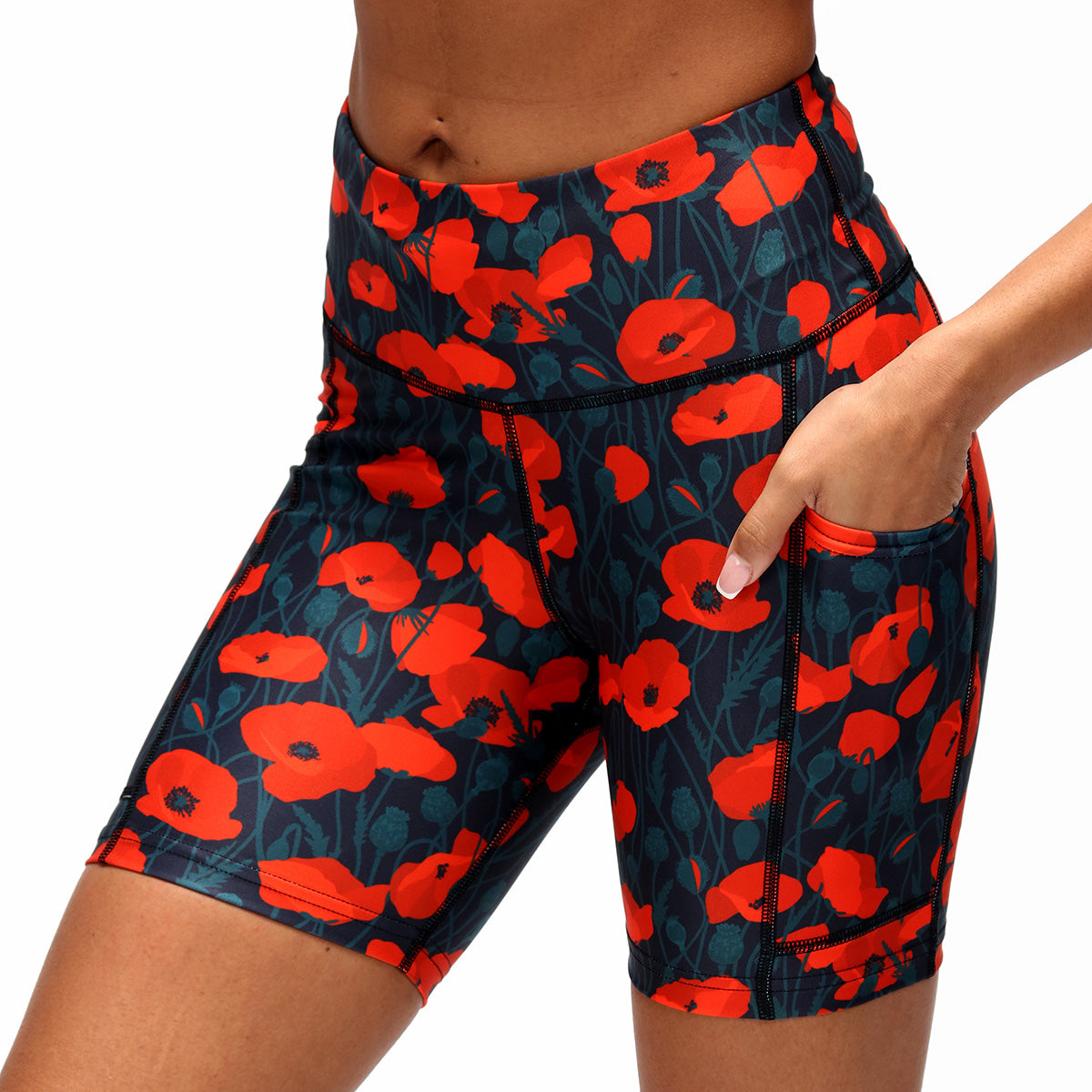 Poppy Field Running Shorts for Women - Lightweight, Breathable & Quick-Dry Athletic Shorts - Perfect for Jogging, Gym Workouts & Outdoor Activities
