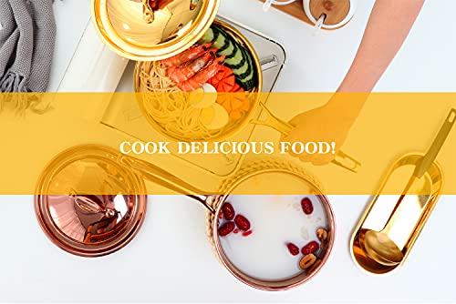 Premium 18/8 Stainless Steel 3-Ply Bonded Saucepan - 2.5 Quart (18cm) Gold Cookware with Heat-Resistant Handle | Dishwasher Safe & Oven Safe | Ideal for Sauces, Soups & Simmering | All-Clad Style Cookware Set for Professional & Home Kitchens