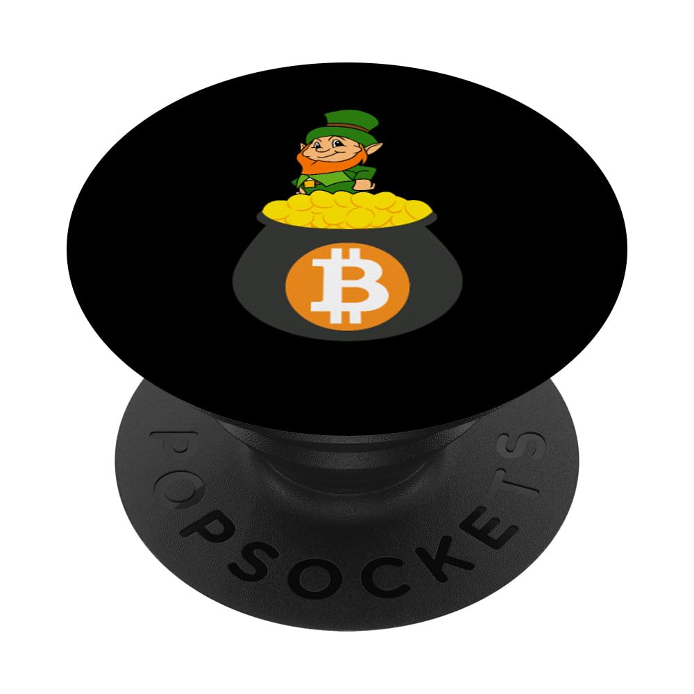 Leprechaun Bitcoin Pot of Gold St. Patrick's Day HODL Gift - PopSockets Standard PopGrip for Phone & Tablet - Perfect for Crypto Fans & St. Patrick's Day Celebrations