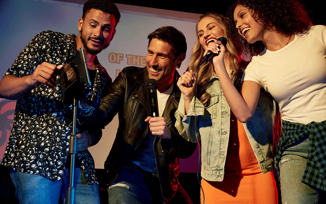 Singing Machine SingCast MAX Bluetooth Karaoke Machine with Video Casting, 35W Party Speaker, Microphone, 22 Voice Effects & Pitch Correction - Portable PA System with LED Lights & Stand for Home Parties, Family Gatherings, Kids Birthday & Entertainment Events