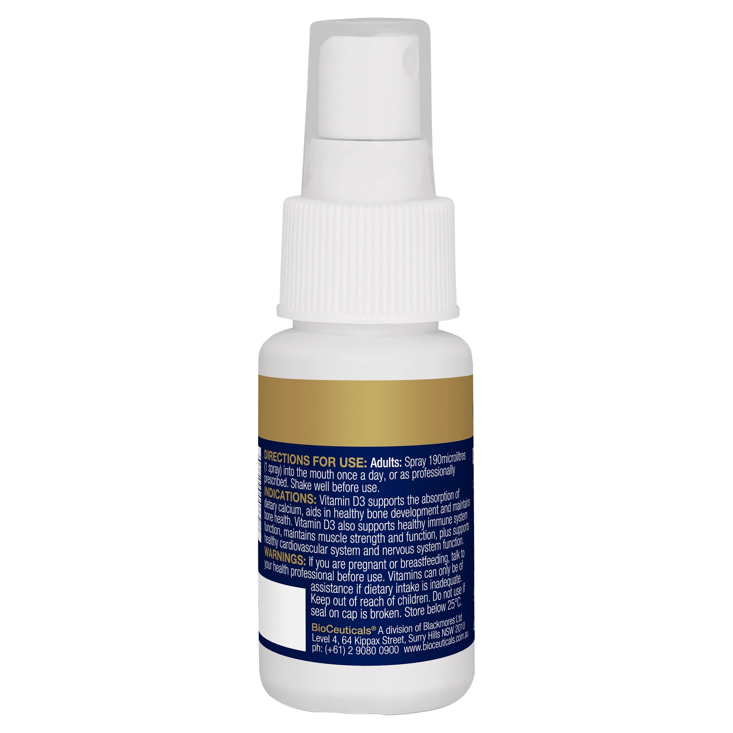 BioCeuticals Vegan Vitamin D3 Oral Spray Supplement - Supports Bone Health & Immune System - Easy-to-Use Spray for Adults & Kids at Home, Office or Travel