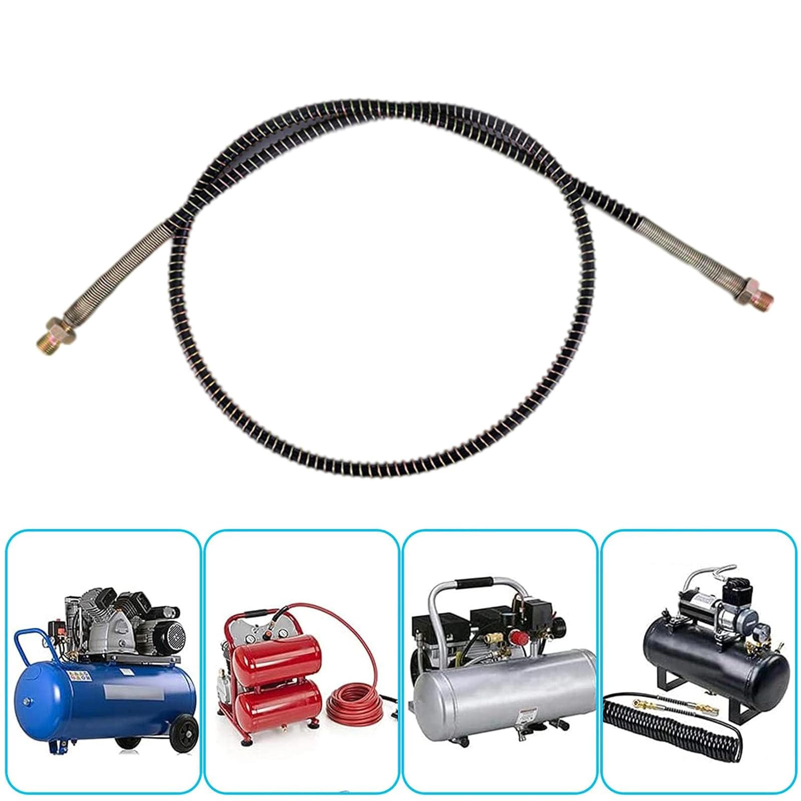 WEISUYUUS 1m High Pressure Pump 63MPA with Spring Hose & M10 Thread - Replacement Part for Pressure Washer Hose Adapter - Perfect for Car Washing, Home Cleaning, and Industrial Use