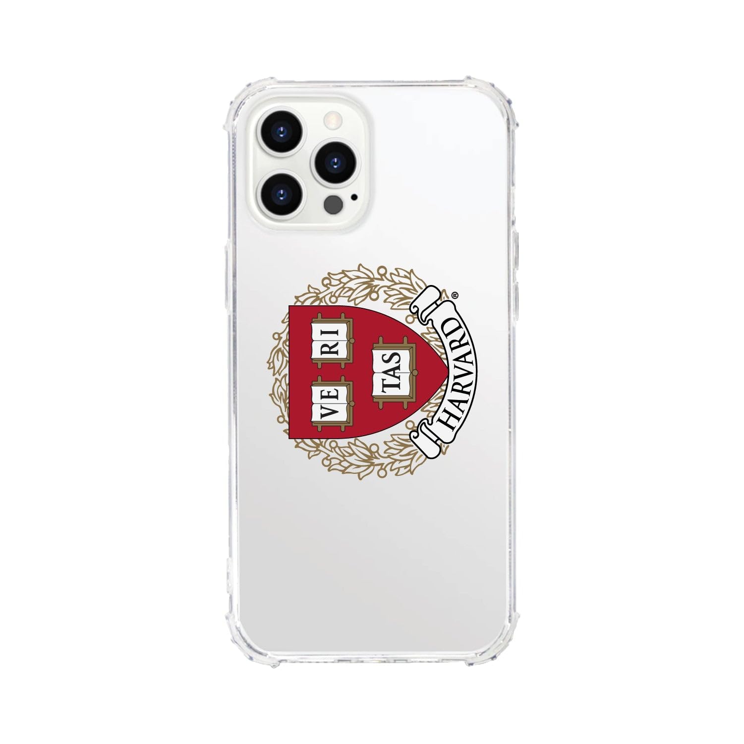 OTM Essentials Rugged Phone Case for iPhone 13 Pro Max - Shockproof Protective Cover with Reinforced Edges | Classic White Design | Harvard University Collection | Perfect for Outdoor Activities, Travel & Daily Use