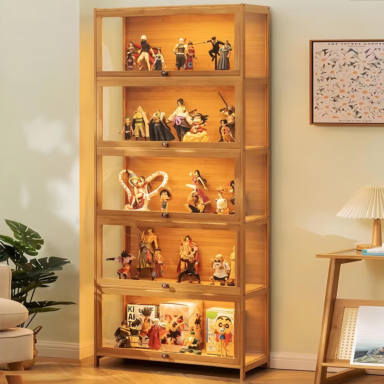 5-Tier Acrylic Glass Door Display Cabinet - HDROGUV Curio Shelf for Collectibles, Toys & Books | Kids Playroom, Bedroom Storage Organizer | Perfect for Showcasing Action Figures, LEGO Sets & Memorabilia