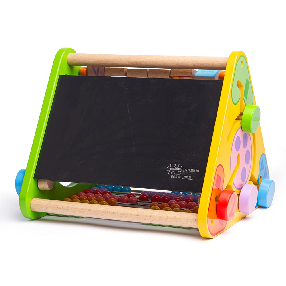 Bigjigs Toys Wooden Early Learning Activity Center for Babies & Toddlers - Montessori Educational Toy, Sensory Play, Developmental Triangle - Perfect for Home, Daycare & Preschool Learning Activities