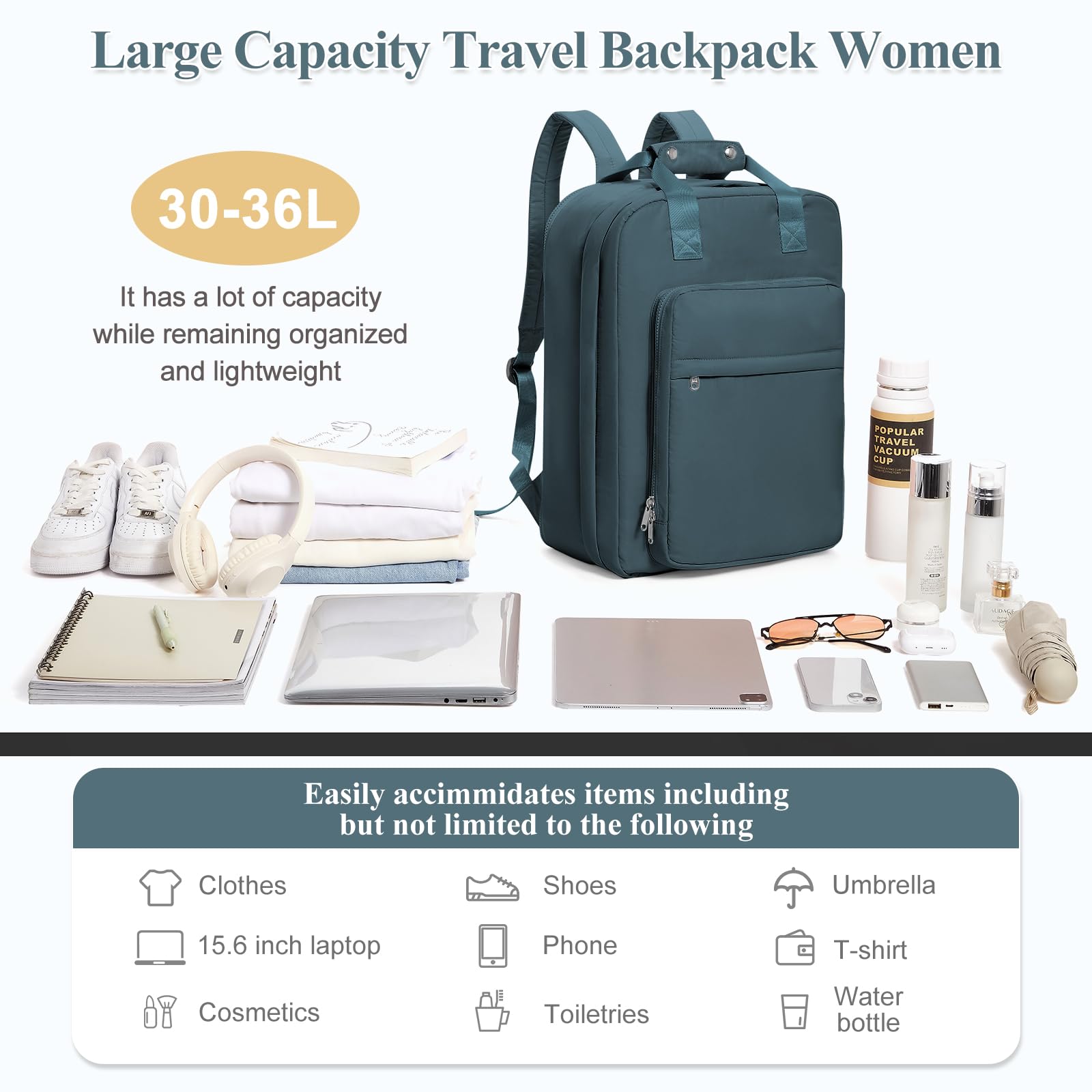 SYCNB Women's Travel Backpack - Lightweight Carry On Backpack for Flights, Approved Airline Personal Item, Casual Daypack for Work & Commuting | Perfect for Business Trips, Weekend Getaways & Daily Use