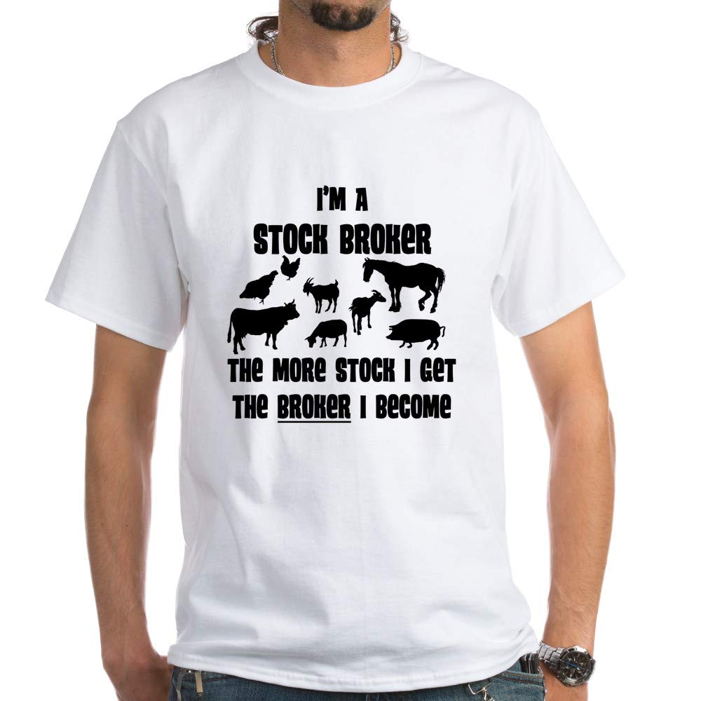 Stock Broker White Cotton T-Shirt - Funny Finance Gift for Traders & Investors - Perfect for Office, Wall Street Events & Casual Wear