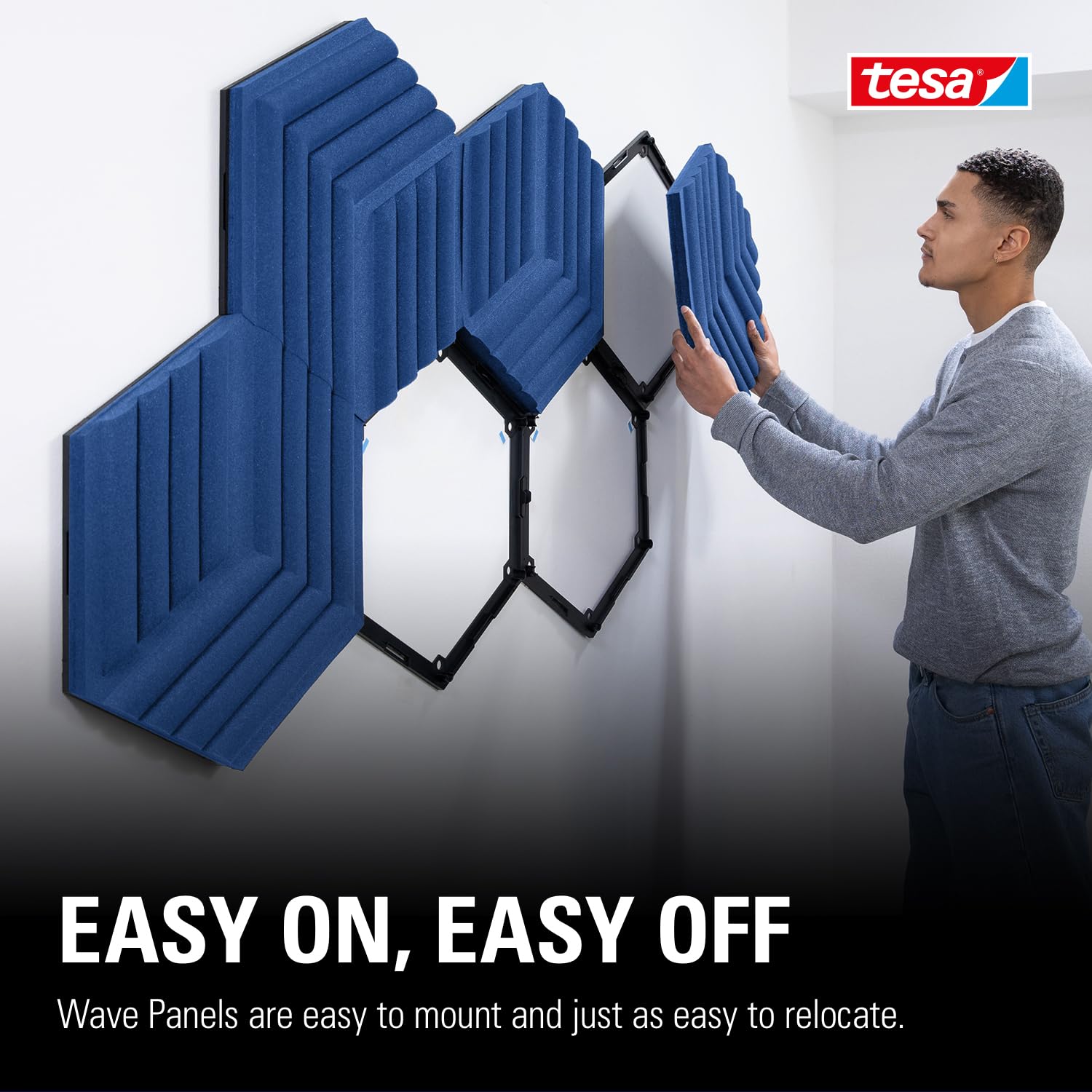 Elgato Wave Panels Starter Set (Blue) - 6 Pack Acoustic Foam Panels for Home Studio, Dual Density Soundproofing Foam with EasyClick Frames, Modular Wall Mount Design for Podcasting & Music Recording