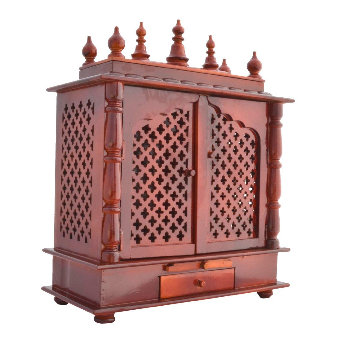 Premium LED Light Wooden Home Temple for Pooja & Meditation | Handcrafted Mandir with Decorative Lighting | Perfect for Home Worship, Yoga Room & Spiritual Decor