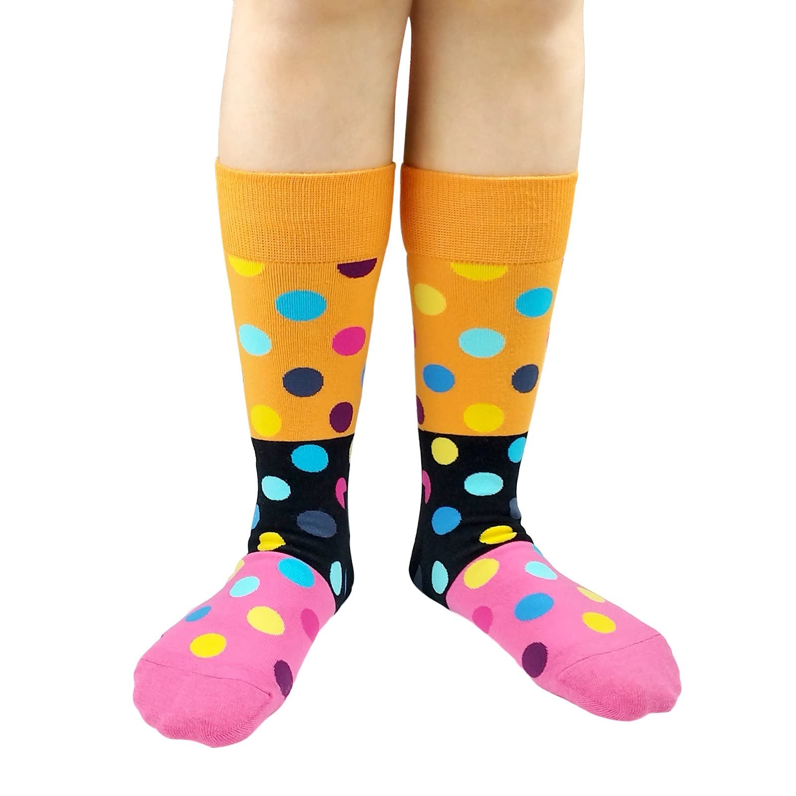 Vibrant Colorful Socks - Funky Patterned Crew Socks for Men & Women - Soft Combed Cotton Stockings (3-Pack) - Perfect for Casual Wear, Gifts, and Fashion Statements