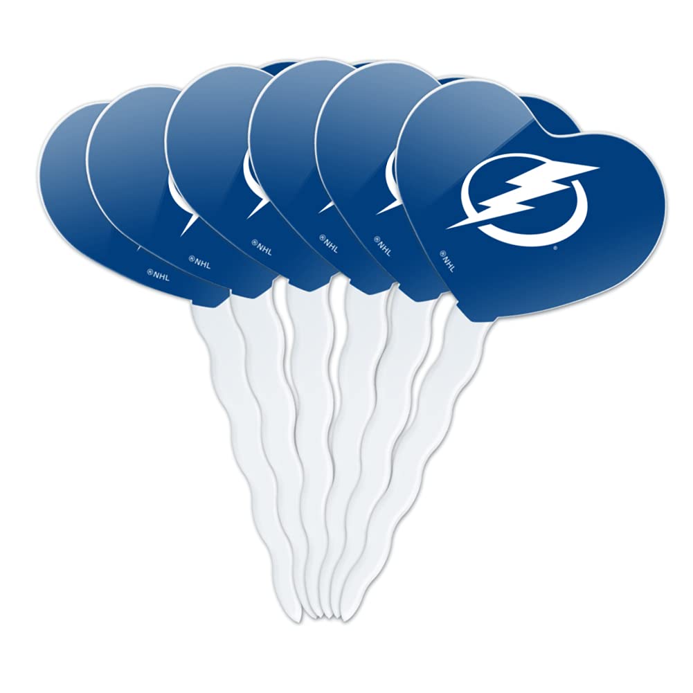 Tampa Bay Lightning Logo Heart Love Cupcake Toppers - Set of 6 Decorations for Parties, Baking & Sports Themed Events