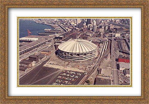 Kingdome 2x Matted 40x28 Large Gold Ornate Framed Stadium Series Art Print - Perfect for Living Room Decor, Sports Memorabilia Display & Office Wall Art