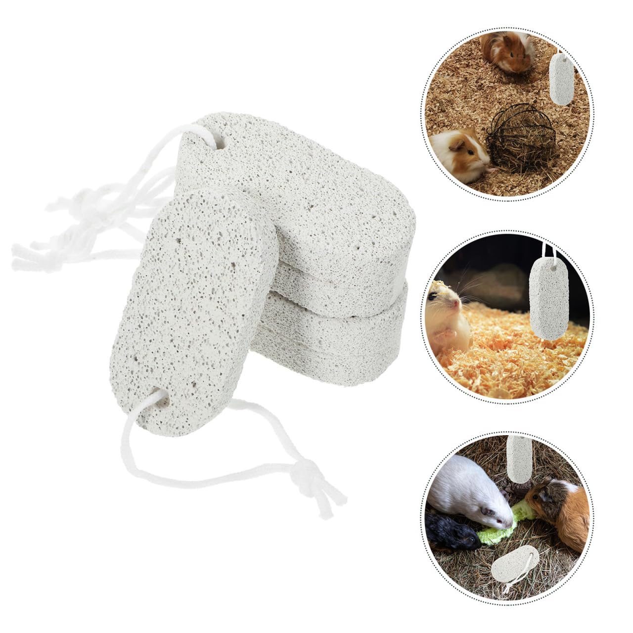 5pcs Natural Wooden Rabbit Chew Toys for Small Pets - Hamster Teeth Grinding Stone, Guinea Pig Chews, Bunny Toys for Bunnies - Perfect for Cage Enrichment and Dental Health