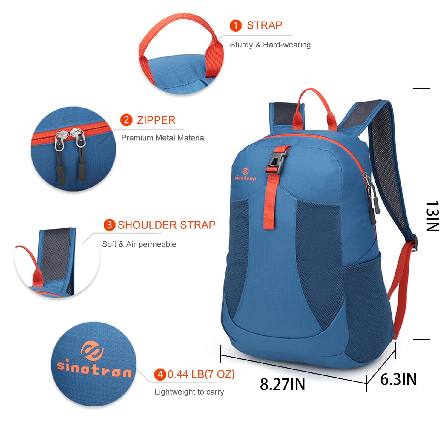 Sinotron 22L Lightweight Packable Hiking Backpack - Compact Daypack for Women & Men - Perfect for Travel, Camping, Hiking & Outdoor Adventures